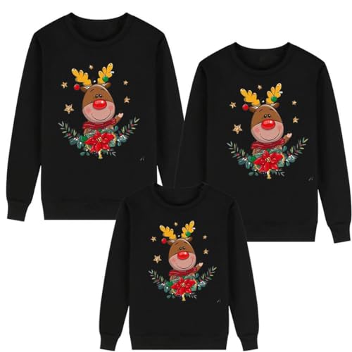 SZJIAHTM Weihnachtspullover Familie Set Pullover Ugly Sweatshirt Rentier Langarm Rudolph Elfe Bluse Top Weihnachtsmann Xmas Pulli Familien Outfit Set für Herren Damen Kinder von SZJIAHTM