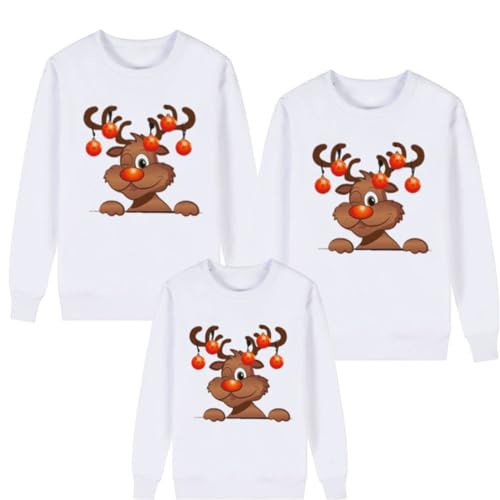 SZJIAHTM Weihnachtspullover Familie Set Ugly Sweatshirt Rentier Muster Bluse Top Weihnachtspullis Xmas Rentier Muster Bluse Top Pulli Familien Outfit Set für Herren Damen Kinder von SZJIAHTM