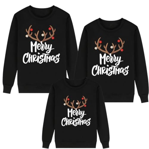 SZJIAHTM Weihnachtspullover Familie Set Ugly Sweatshirt Rentier Muster Bluse Top Weihnachtspullis Xmas Rentier Muster Bluse Top Pulli Familien Outfit Set für Herren Damen Kinder von SZJIAHTM