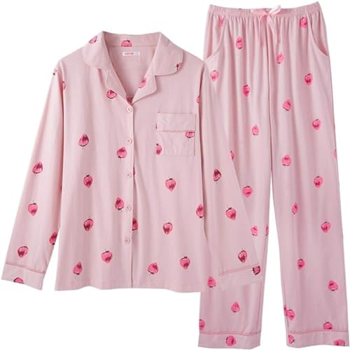 SZJIAHTM Zweiteiliger Loungewear Set Baumwolle Langarm Nachtwäsche Kinder Button Down Cartoon Tops und Lange Hose Pjs Outfits Pyjama für Teenager Mädchen von SZJIAHTM