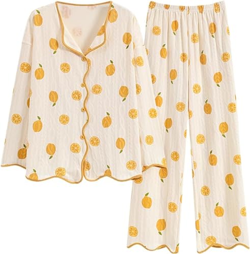 SZJIAHTM Zweiteiliger Loungewear Set Baumwolle Langarm Nachtwäsche Kinder Button Down Cartoon Tops und Lange Hose Pjs Outfits Pyjama für Teenager Mädchen von SZJIAHTM