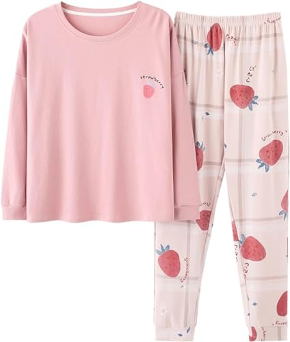 SZJIAHTM Zweiteiliger Pyjamas Loungewear Set Baumwolle Langarm Nachtwäsche Kinder Nachtwäsche Outfits Pyjama für Teenager Mädchen von SZJIAHTM