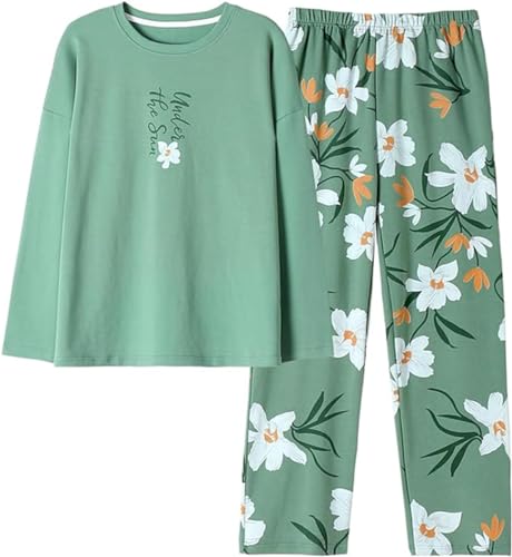 SZJIAHTM Zweiteiliger Pyjamas Loungewear Set Baumwolle Langarm Nachtwäsche Kinder Nachtwäsche Outfits Pyjama für Teenager Mädchen von SZJIAHTM