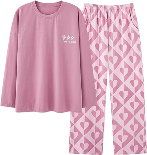 SZJIAHTM Zweiteiliger Pyjamas Loungewear Set Baumwolle Langarm Nachtwäsche Kinder Nachtwäsche Outfits Pyjama für Teenager Mädchen von SZJIAHTM