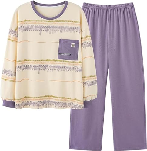 SZJIAHTM Zweiteiliger Pyjamas Loungewear Set Baumwolle Langarm Nachtwäsche Kinder Nachtwäsche Outfits Pyjama für Teenager Mädchen von SZJIAHTM
