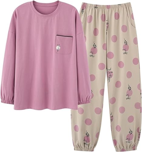 SZJIAHTM Zweiteiliger Pyjamas Loungewear Set Baumwolle Langarm Nachtwäsche Kinder Nachtwäsche Outfits Pyjama für Teenager Mädchen von SZJIAHTM