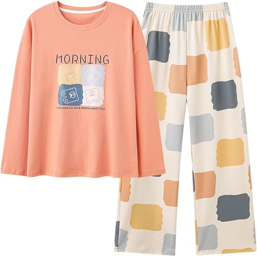 SZJIAHTM Zweiteiliger Pyjamas Loungewear Set Baumwolle Langarm Nachtwäsche Kinder Nachtwäsche Outfits Pyjama für Teenager Mädchen von SZJIAHTM