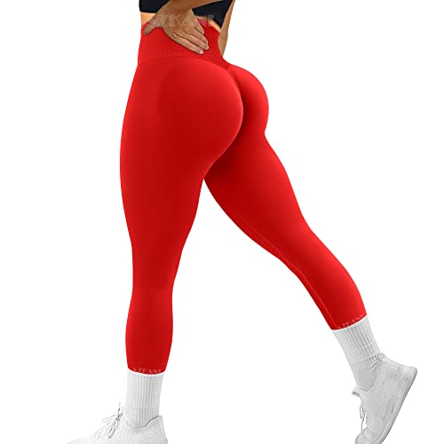 SZKANI Nahtlose Leggings für Damen, Butt Lifting High Waist Yogahose Scrunch Booty Leggings Workout Strumpfhosen, 1A# - Rot, S SZKANI Nahtlose Leggings für Damen, Butt Lifting High Waist Yogahose Scrunch Booty Leggings Workout Strumpfhosen, 1A# - Rot, S von SZKANI