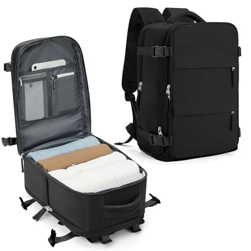 SZLX Handgepäck Rucksack 40x20x25 für Ryanair Reiserucksack Flugzeug Unter Sitzplatz Tasche Easyjet Handgepäck 45x36x20 Laptop Rucksack mit Schuhfach für Herren Damen Schulrucksack Jungen Teenager von SZLX