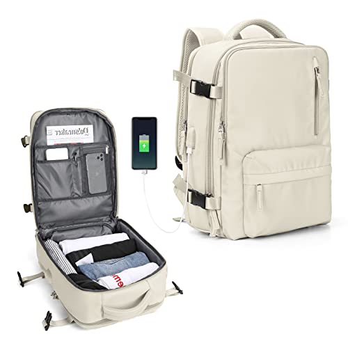 SZLX Easyjet Handgepäck 45x36x20 rucksack Ryanair 40x20x25 Untersessen Carry-Ons Frauen flugzeug Männer Reisen Rucksack Kabinengröße Laptop Rucksack, C4- Beige (Klein), 43 X 30 X 20 cm von SZLX