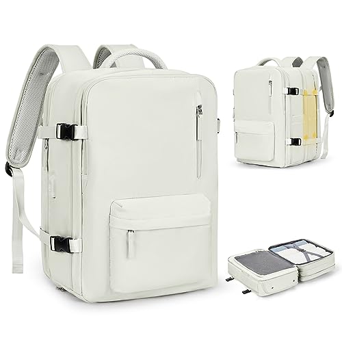 SZLX Easyjet Handgepäck 45x36x20 rucksack Ryanair 40x20x25 Untersessen Carry-Ons Frauen flugzeug Männer Reisen Rucksack Kabinengröße Laptop Rucksack mit Ladungshafen Schuhfach Weiss L von SZLX