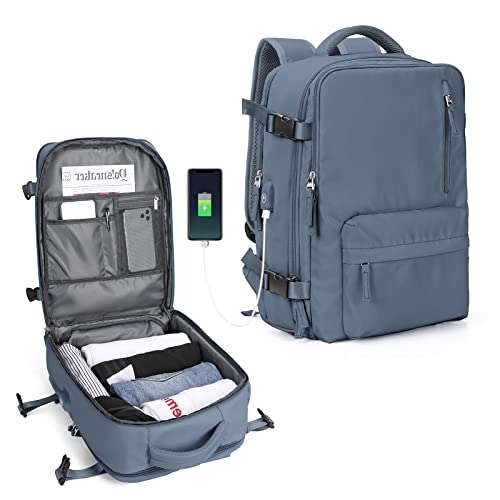 SZLX Easyjet Handgepäck 45x36x20 rucksack Ryanair 40x20x25 Untersessen Carry-Ons Frauen flugzeug Männer Reisen Rucksack Kabinengröße Laptop Rucksack mit Ladungshafen Schuhfach Saphirblau S von SZLX