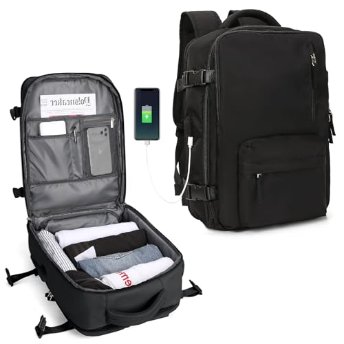 SZLX Easyjet Handgepäck rucksack Ryanair Untersessen Carry-Ons Frauen flugzeug Männer Reisen Rucksack Kabinengröße Laptop Rucksack mit Schuhfach, C1- Schwarz (Klein), 43x30x20 cm von SZLX