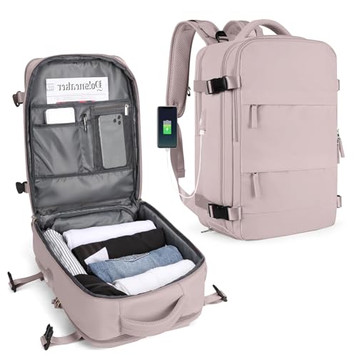 SZLX Großer Reiserucksack Damen, Handgepäck Rucksack,Wanderrucksack Wasserdichter Outdoor-Sportrucksack Lässiger Tagesrucksack Schultasche Fit 14 Zoll Laptop mit Schuhfach und Laptopfach,Grün von SZLX