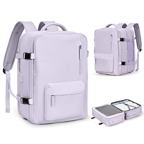 SZLX Easyjet Handgepäck 45x36x20 rucksack Ryanair 40x20x25 Untersessen Carry-Ons Frauen flugzeug Männer Reisen Rucksack Kabinengröße Laptop Rucksack mit USB Ladungshafen Schuhfach Lila L von SZLX