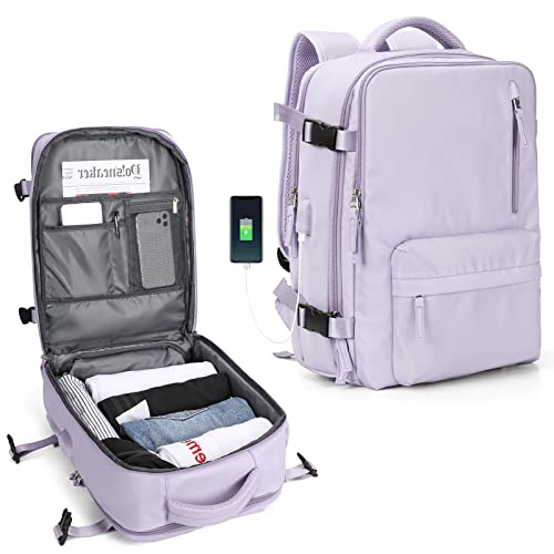 SZLX Easyjet Handgepäck 45x36x20 rucksack Ryanair 40x20x25 Untersessen Carry-Ons Frauen flugzeug Männer Reisen Rucksack Kabinengröße Laptop Rucksack mit Ladungshafen Schuhfach Lila M von SZLX