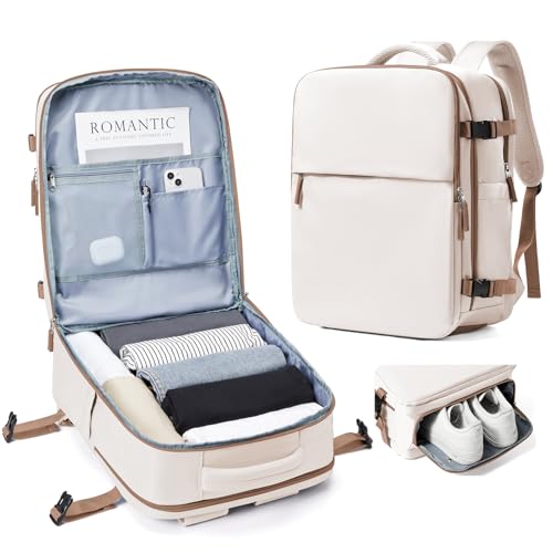 SZLX Großer Reiserucksack 45x36x20 cm Braun Wasserdicht für Easyjet Handgepäck Rucksack 15.6-Zoll-Laptop Rucksack für Herren und Damen von SZLX