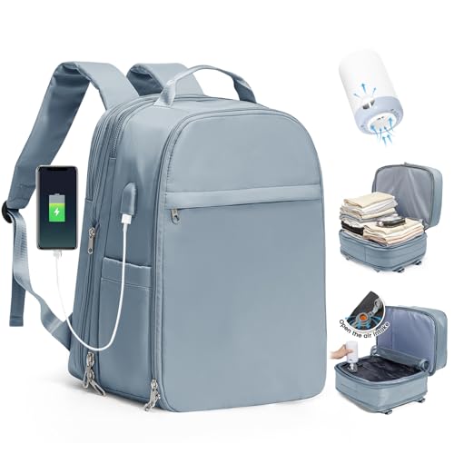 SZLX Vakuum Rucksack Handgepäck Damen, Airbag Rucksack Vakuum mit Vakuumsystem für Reisen, Ryanair Vacuum Reiserucksack mit Pumpe Wasserdicht Herren Vakuumkoffer von SZLX