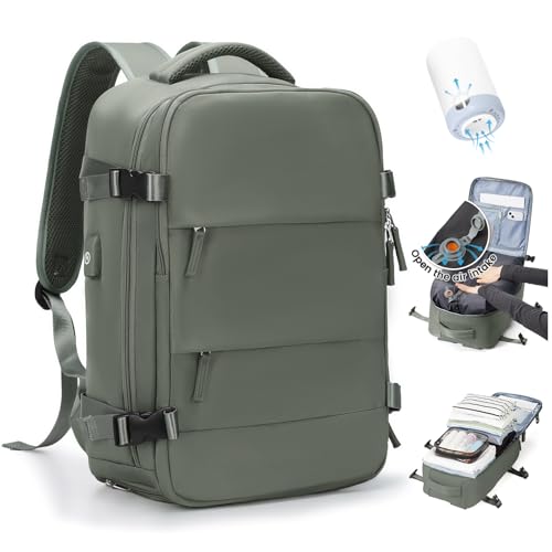 SZLX Vakuum Rucksack Handgepäck Damen, Airbag Rucksack Vakuum mit Vakuumsystem für Reisen, Ryanair Vacuum Reiserucksack mit Pumpe Wasserdicht Herren Vakuumkoffer von SZLX