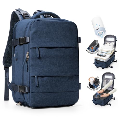 SZLX Vakuum Rucksack Handgepäck Damen, Airbag Rucksack Vakuum mit Vakuumsystem für Reisen, Ryanair Vacuum Reiserucksack mit Pumpe Wasserdicht Herren Vakuumkoffer von SZLX