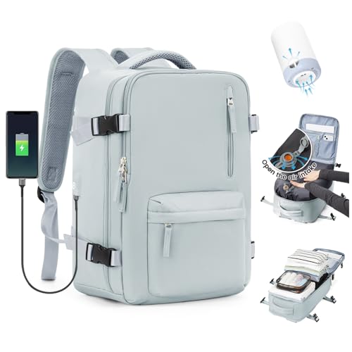 SZLX Vakuum Rucksack Handgepäck Damen, Airbag Rucksack Vakuum mit Vakuumsystem für Reisen, Ryanair Vacuum Reiserucksack mit Pumpe Wasserdicht Herren Vakuumkoffer von SZLX