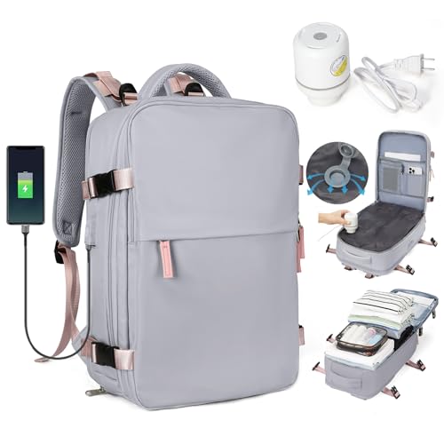 SZLX Vakuum Rucksack Handgepäck Damen, Airbag Rucksack Vakuum mit Vakuumsystem für Reisen, Ryanair Vacuum Reiserucksack mit Pumpe Wasserdicht Herren Vakuumkoffer von SZLX