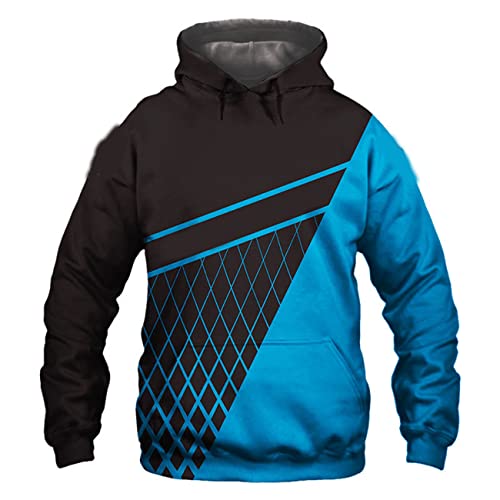 SZRXKJ Herren Kapuze Carolina Team Langarm Panthers Plaids Dekor Hellblau und Schwarz Farbe Patchwork Paar Pullover Hoodies(4XL,Blue) von SZRXKJ