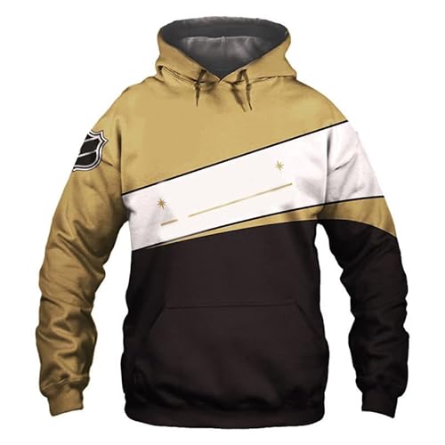 SZRXKJ Herren Kapuze Ice Hockey Langarm 3D Print K Serie Golden Knights Farbe Patchwork Vegas Hoodies Sweatshirts(XXL,Blue) von SZRXKJ
