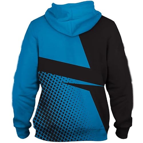 SZRXKJ Herren Kapuze Langarm 3D Druck Carolina Blau und Schwarz Farbe Patchwork Panthers Pullover Hoodies Sweatshirts(3XL,Blue) von SZRXKJ