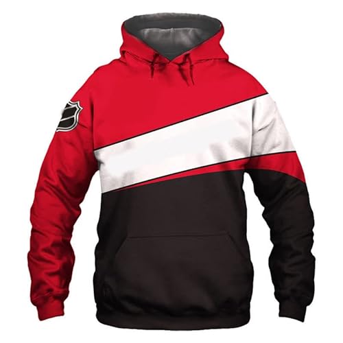 SZRXKJ Herren Kapuze Langarm 3D Print K Serie New Jersey Farbe Patchwork Devils Freizeitmode Hoodies Sweatshirts(L,Blue) von SZRXKJ