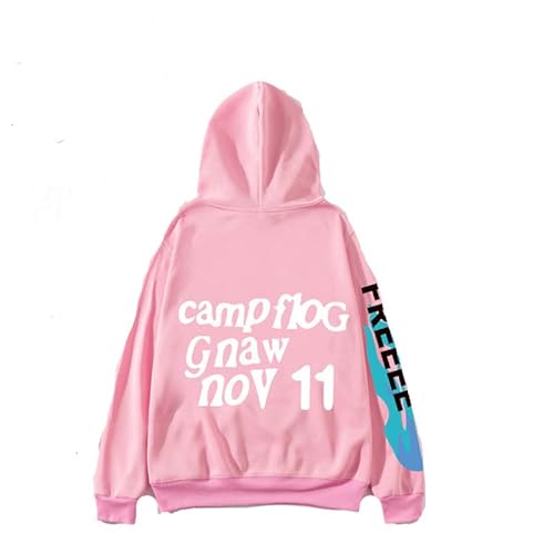 SZRXKJ Herren Kapuzen Langarm Buchstaben Kanye Lucky Me I See Ghost Print Farbe Patchwork Pullover Hoodies(M,Pink1) von SZRXKJ