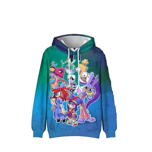 SZRXKJ Unisex 3D-Grafik The Amazing Digital Circus Geometrisches Muster Mehrfarbig mit Känguru-Tasche Kapuzenpullover (DE/NL/SE/PL, Alphanumerisch, L, Regular, Regular, Blau) von SZRXKJ