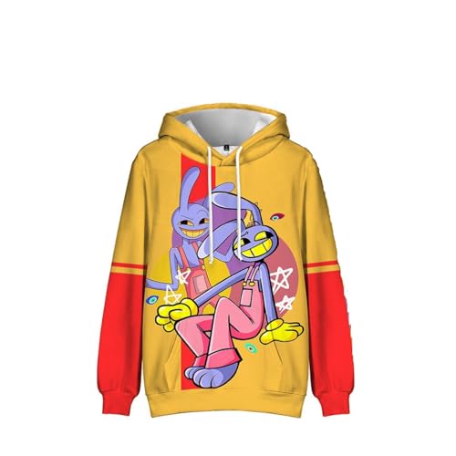 SZRXKJ Unisex Grafisches Design The Amazing Digital Circus in Gelb und Rot Känguru-Tasche Gaming Anime Kapuzenpullover (DE/NL/SE/PL, Alphanumerisch, S, Regular, Regular, Gelb) von SZRXKJ