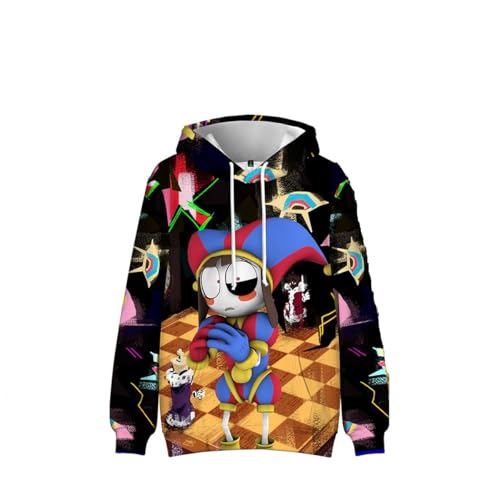 Unisex The Amazing Digital Circus Kapuzenpullover mit Cartoon-Motiv Bedruckt Schwarz Anime Gaming Pullover Sweatshirt (DE/NL/SE/PL, Alphanumerisch, XL, Regular, Regular, Schwarz) von SZRXKJ