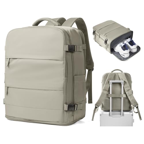 SZSYCN Handgepäck Rucksack für Ryanair Reiserucksack easyJet Handgepäck 45x36x20 für Flugzeug Unter Sitzplatz Tasche Laptop Rucksack 15,6 Zoll für Herren Damen, Graubraun von SZSYCN