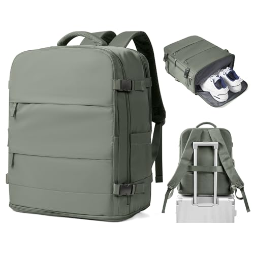 SZSYCN Handgepäck Rucksack für Ryanair Reiserucksack easyJet Handgepäck 45x36x20 für Flugzeug Unter Sitzplatz Tasche Laptop Rucksack 15,6 Zoll für Herren Damen, Grün von SZSYCN