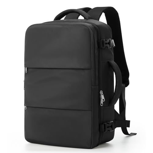 SZSYCN Handgepäck Rucksack für Ryanair Reiserucksack easyJet Handgepäck für Flugzeug Unter Sitzplatz Tasche Laptop Rucksack 14 Zoll für Herren Damen, Schwarz von SZSYCN