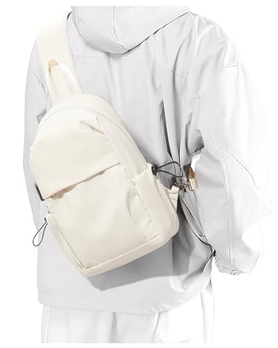 SZSYCN Schultertasche Herren Wasserdichte Brusttasche Crossbody bag mit USB-Ladeanschluss Anti-Diebstahl Sling Bag Herren Klein für Arbeit Reisen Radfahren Wandern Weiß von SZSYCN