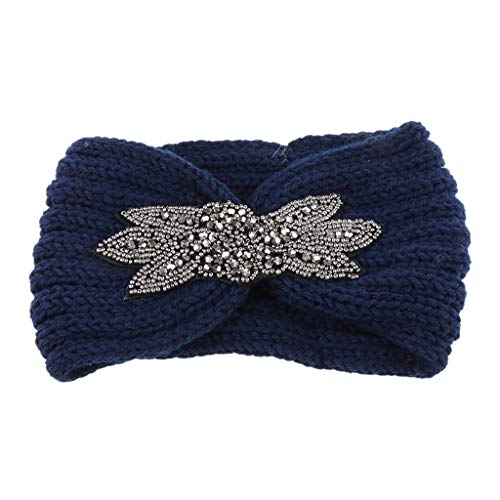 SZYDD Damen Gestricktes Haarband Blume Perlen Ohrenschutz Breit 1 Stück Gestrickt Warm Haarband von SZYDD