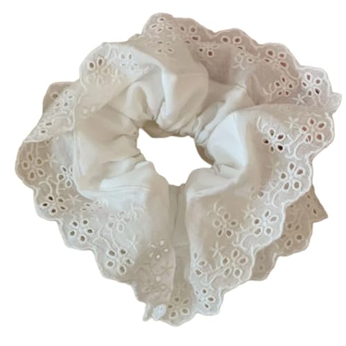 SZYDD Doppellagiges großes Spitzen-Scrunchie Damen Spitze Scrunchie Groß Elastisch Scrunchie Auffällige Haargummi Französisch Scrunchie Pferdeschwanz Halter Tuch von SZYDD