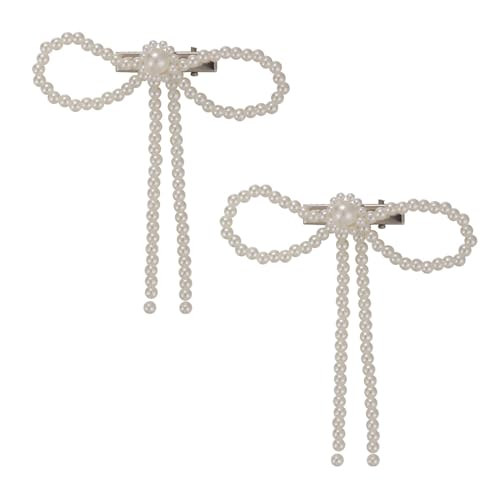 SZYDD Perlenschleife Haarnadel Süße künstliche Perle Schleife Haarnadel Haarnadel Entenschnabel Haarnadel Frauen Seitlicher Pony Frisur Design Werkzeug Imitation Perlen von SZYDD