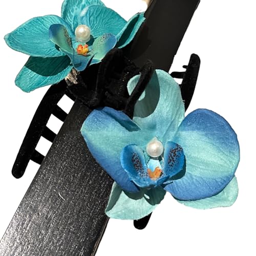 SZYDD Phalaenopsis Perlenclip Temperament Haarklammer Blumenform Haarspange Damen Hochzeit Hoher Pferdeschwanz Haarspange Exquisite Kinnclip Geeignet für Frühling Camping Samt von SZYDD