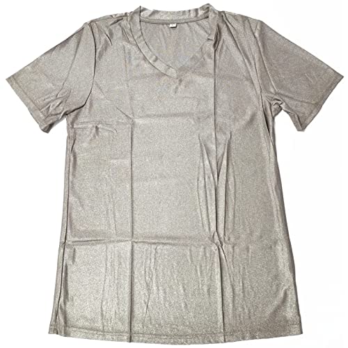 SZYDM 5G / EMF Anti-Strahlung Herren T-Shirts, WiFi/RF Strahlungsschutz Kurzarm-Hemden, Mikrowellenstrahlung blockierende Dehnbare Tops,Silber,3XL von SZYDM