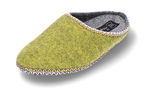 SZYMEL Filz Hausschuhe für Damen, Grün Gelb, 38 EU von SZYMEL