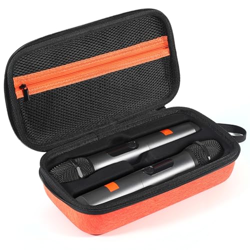 SZZCNOX Tragbare Tragetasche, Aufbewahrungstasche, kompatibel mit JBL Wireless Two Microphone System, Wireless Microphone EVA Hard Case Protective Cover Travel Organizer Box, Orange außen und innen von SZZCNOX
