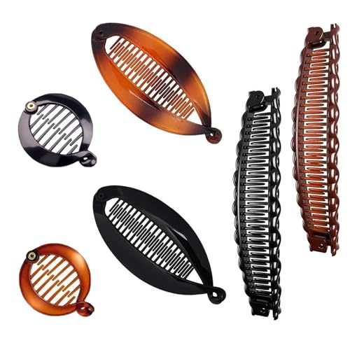 6 Stück Haarklammer Mädchen, Banana Clip Dickes Haar, Bananenspange, Hair Clip für Dickes Haar, Stirnband, Lockiges Oder Glattes Haar, Fish Clips Ponytail Holder Clip, für Damen und Mädchen von SZZETK
