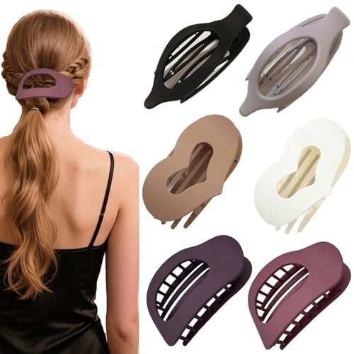SZZETK 6 Stück Duckbill Hair Clips, Flache Haarkrallen, Haarspangen, Flat Claw Clip, Haarspange Flach Damen, Haarkrallen Clips mit Sicherem Halt und Inneren Zähnen, Haarklammer für Dunn Haar (A) von SZZETK