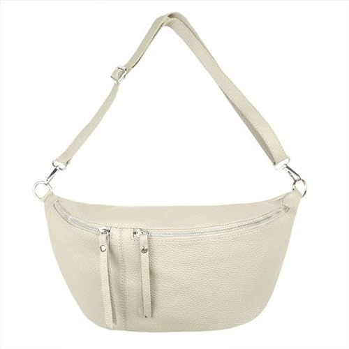 Sa-Lucca Damen Bauchtasche Umhängetasche Bodybag Crossbag echt Leder viele Farben 38 x 20 x 10 cm (beige) von Sa-Lucca