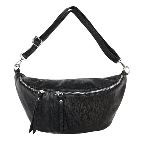 Sa-Lucca Damen Bauchtasche Umhängetasche Bodybag Crossbag echt Leder viele Farben 38 x 20 x 10 cm (schwarz) von Sa-Lucca