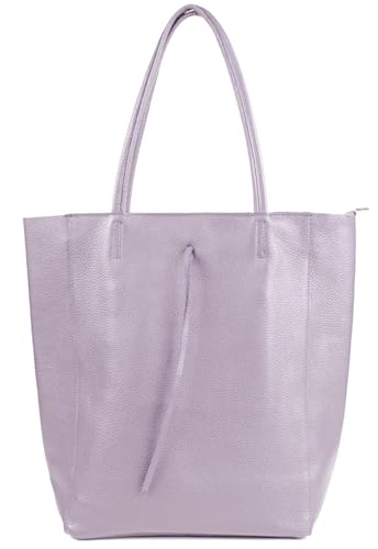 Sa-Lucca Damen Schultertasche/Shopper echt Leder mit Reißverschluss in vielen Farben (Flieder) von Sa-Lucca